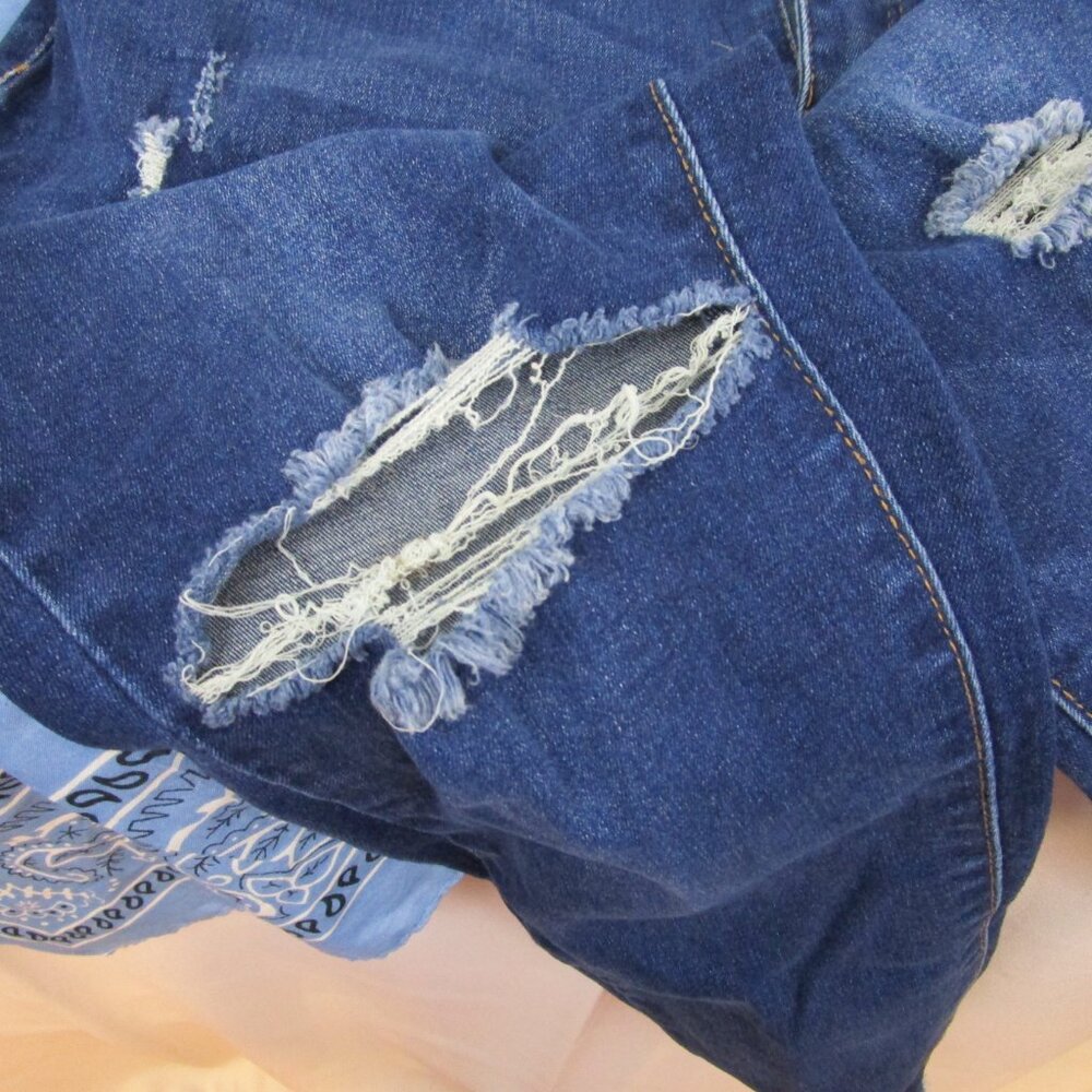 Bamboo Distressed High Rise Stretch Skinny Jeans - Picture 5 of 14